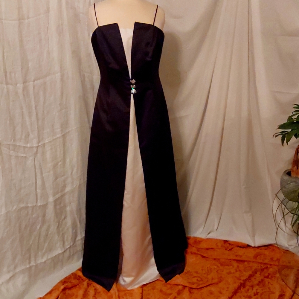 Michaelangelo Black and White Tuxedo Maxi Dress